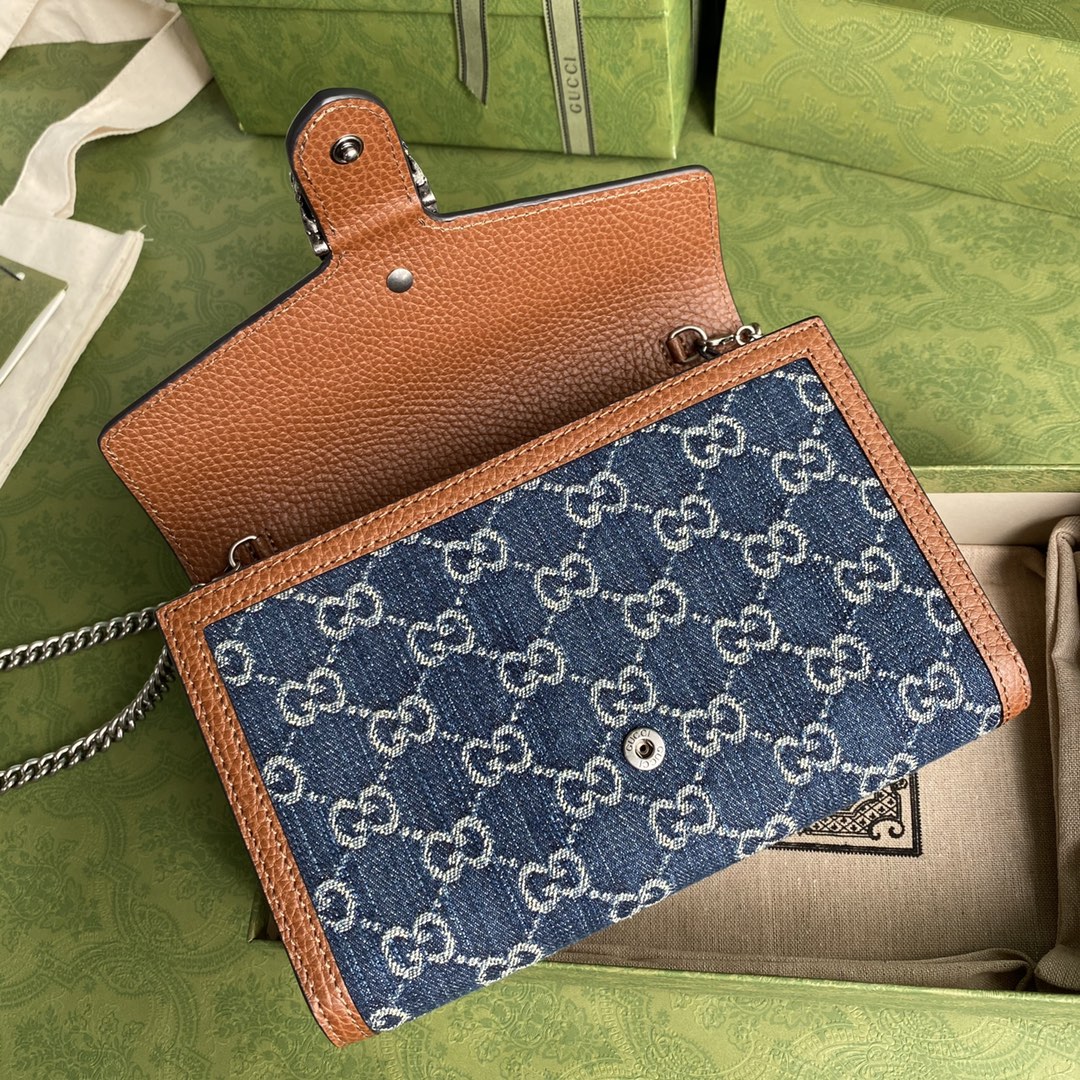 Gvc*1 dionysus mini chain bag blue and ivory 401231 20 x 4 x 14 cm