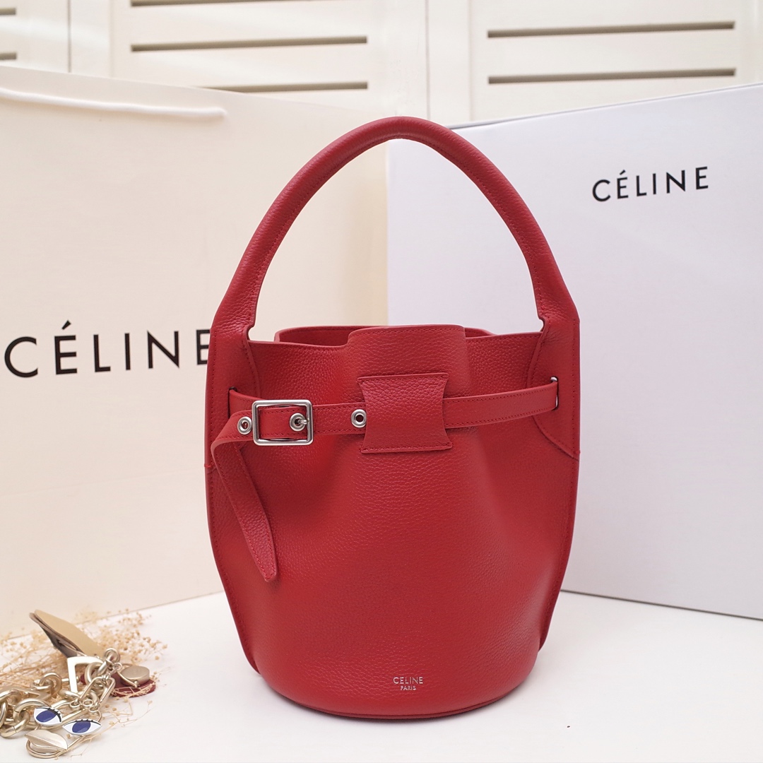 Ce1i*e big bag nano bucket in smooth calfskin red 187243a4t 21 x 15 x 15 cm