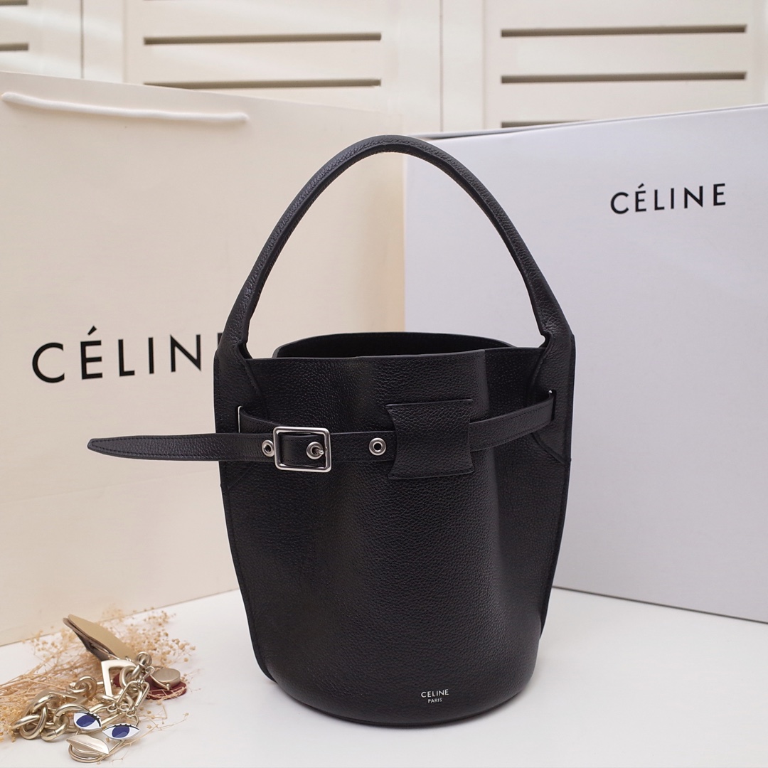 Ce1i*e big bag nano bucket in smooth calfskin black 187243a4t 21 x 15 x 15 cm