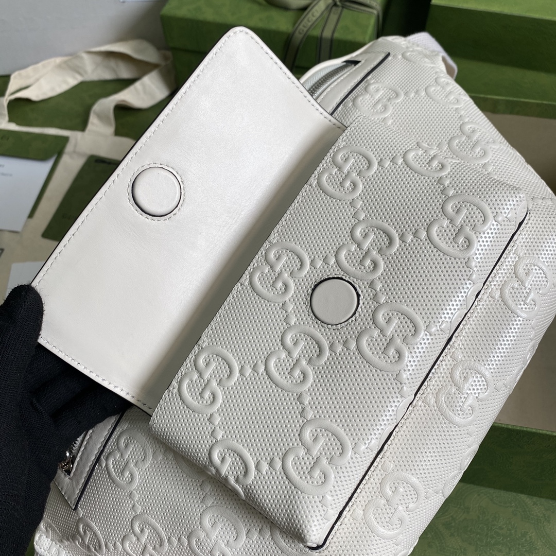 Gvc*1 gg embossed belt bag leather white 645093 28 × 18 × 8 cm