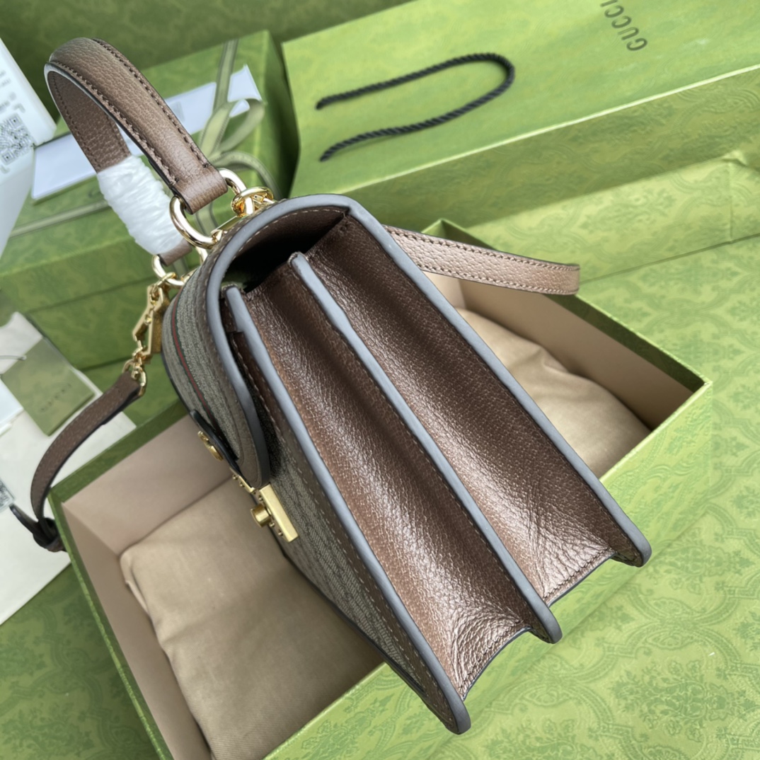 Gvc*1 ophidia small top handle bag with web 651055 25 x 17.5 x 7 cm