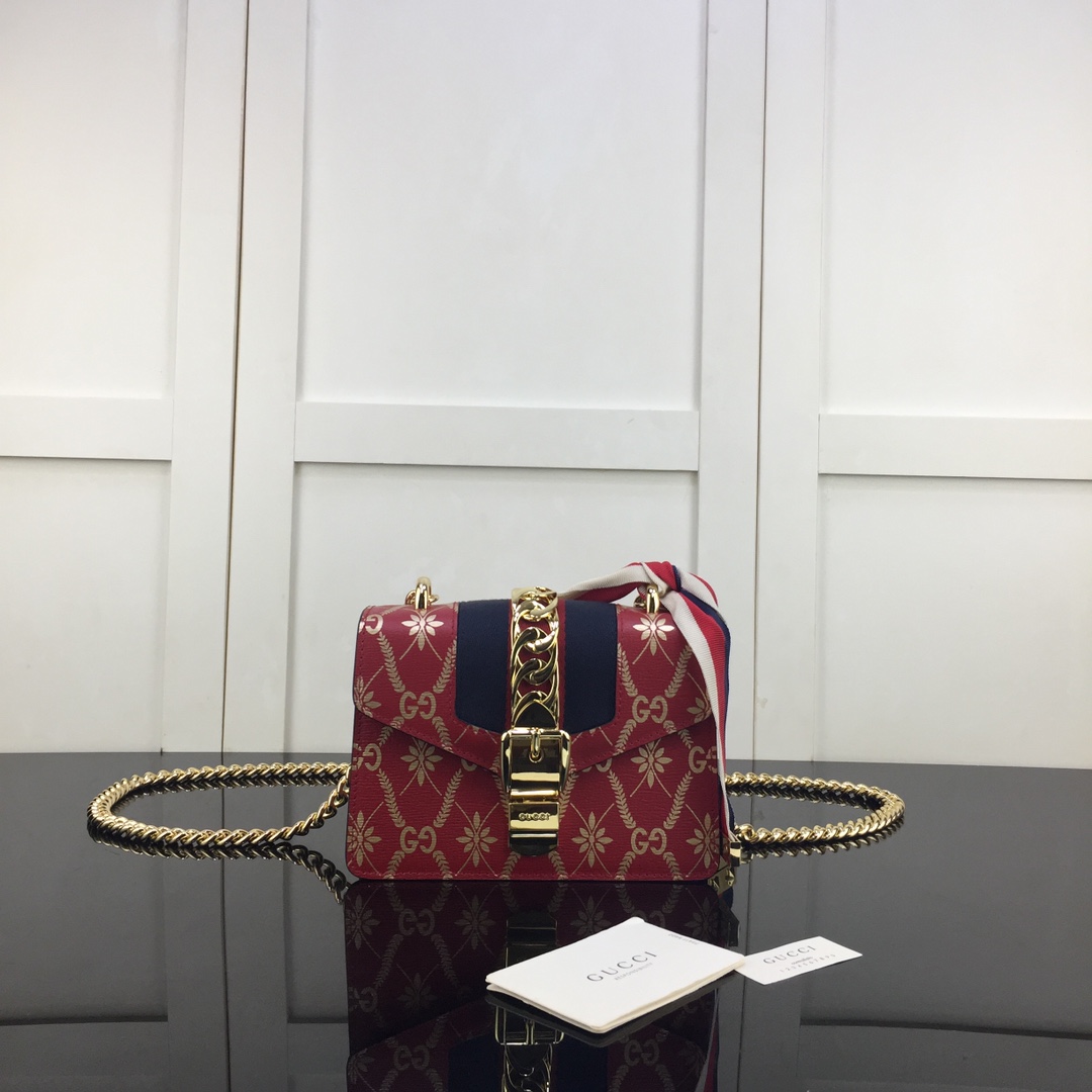 Gvc*1 mini sylvie chain bag red leather 431666 19 x 14 x 7.5 cm