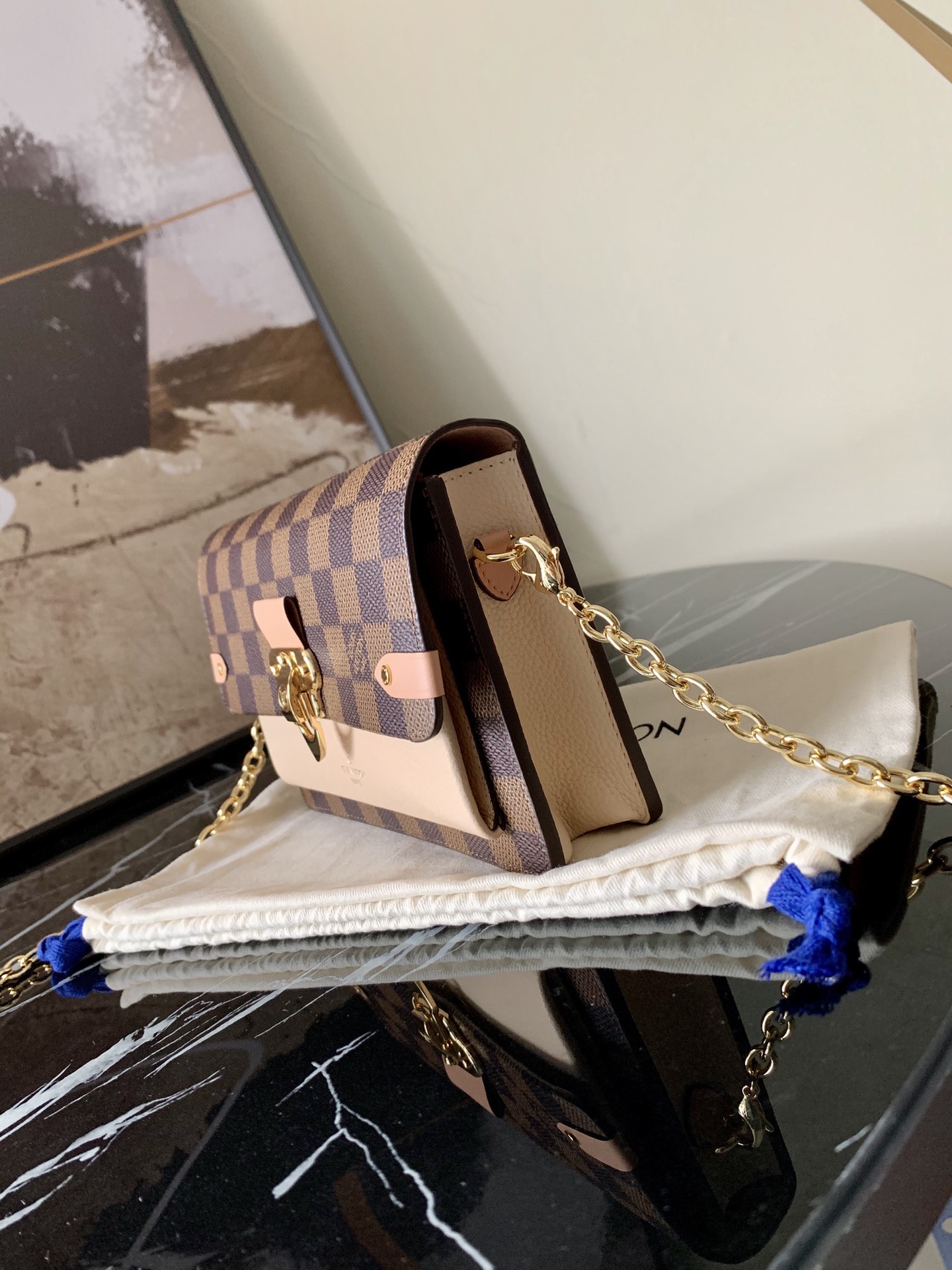 l0vis Vvtt0n vavin chain wallet damier ebene canvas creme n60237 19 x 12.5 x 4 cm