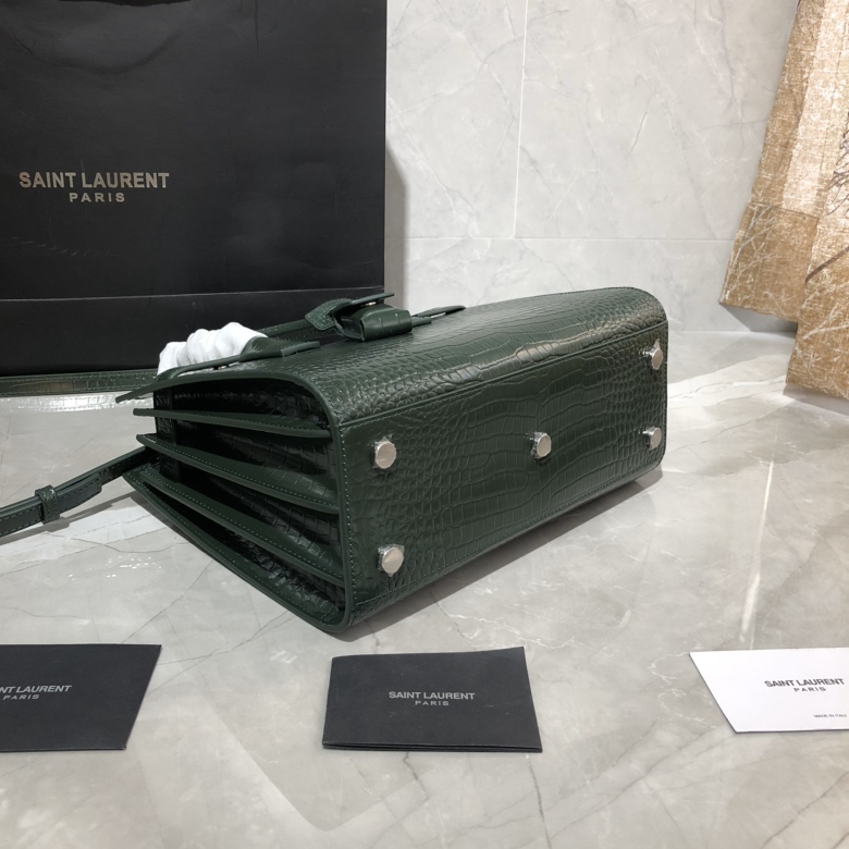 Y51 classic sac de jour baby in crocodile embossed matte leather forest 421863 26 x 20.5 x 12.5 cm