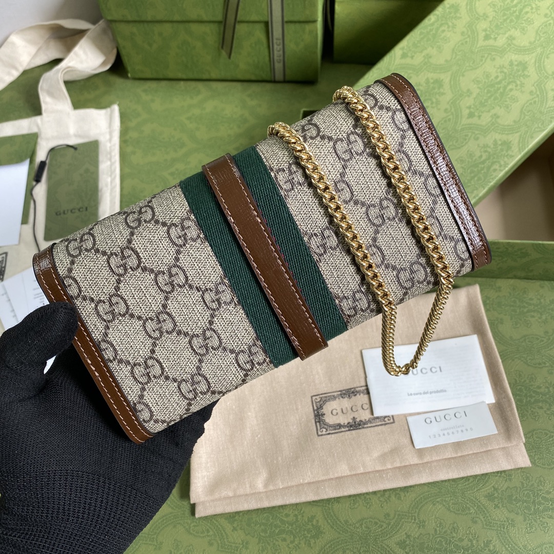 Gvc*1 jackie 1961 chain wallet beige and brown 652681 19 x 10 x 3.5 cm