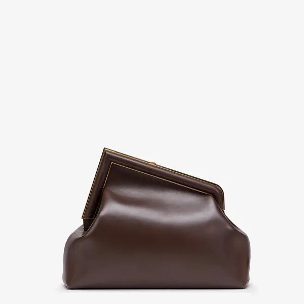 F**di first medium dark brown leather bag 8bp127abve 32 × 23 × 15 cm