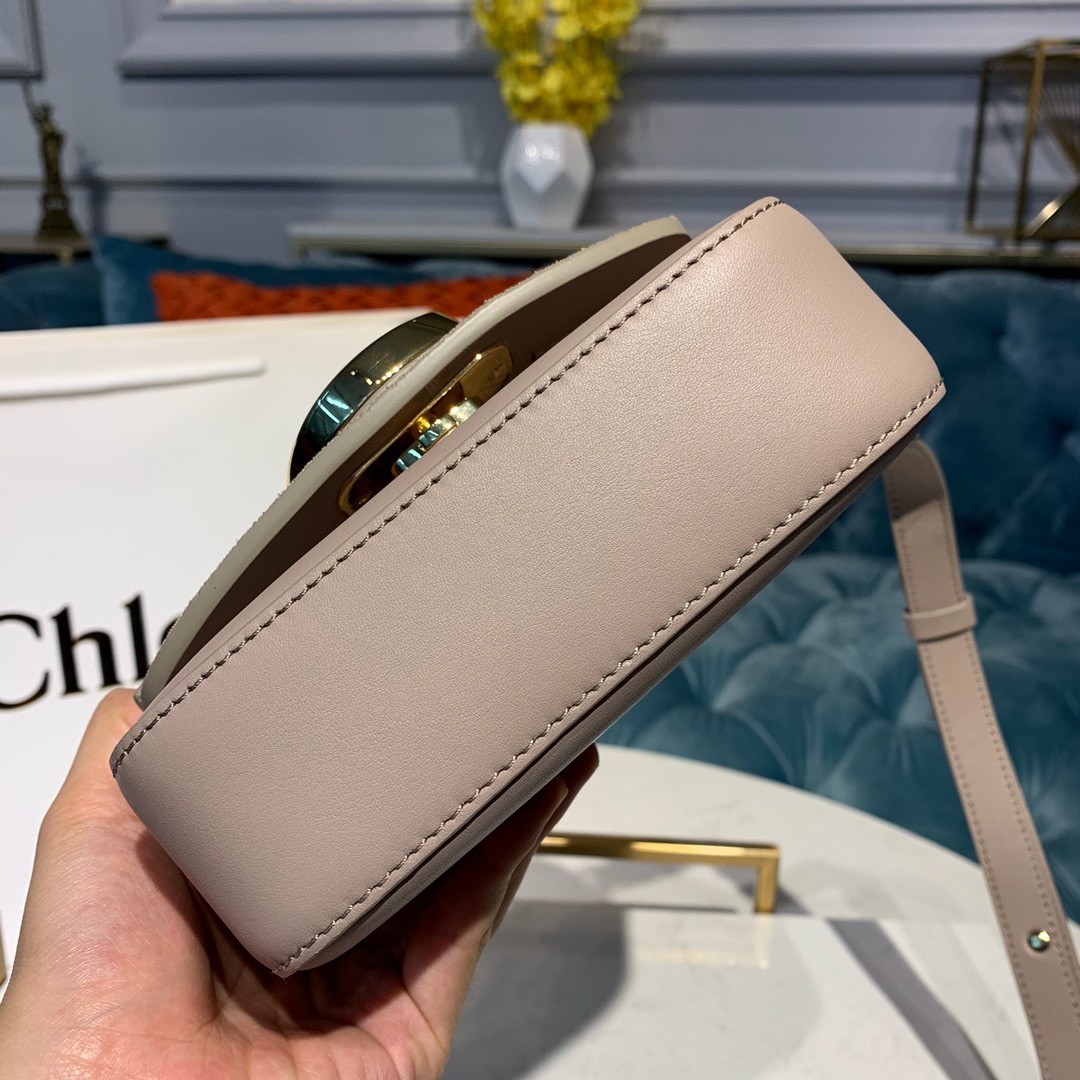 CHLOE MINI C BAG In Shiny & Suede Calfskin Motty Grey CHC19US193 16.5 x 5 x 14 cm