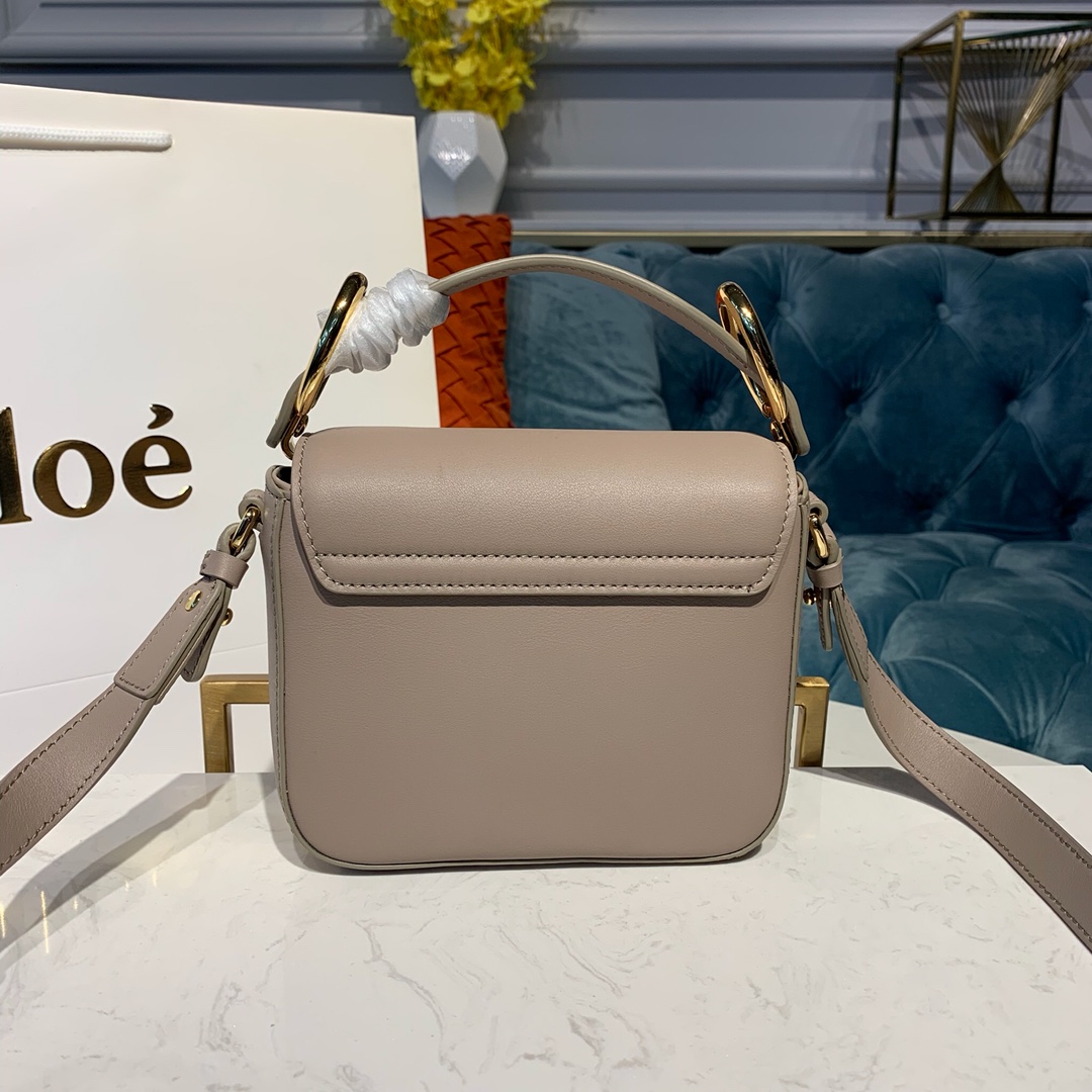 CHLOE MINI C BAG In Shiny & Suede Calfskin Motty Grey CHC19US193 16.5 x 5 x 14 cm