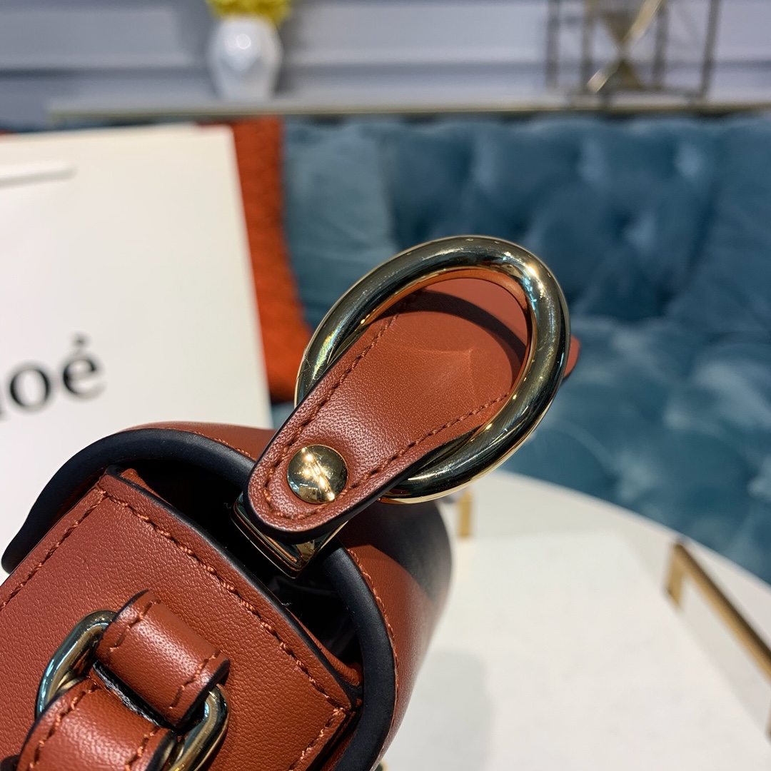 CHLOE MINI C BAG In Shiny & Suede Calfskin Arizona Brown CHC19US193 16.5 x 5 x 14 cm