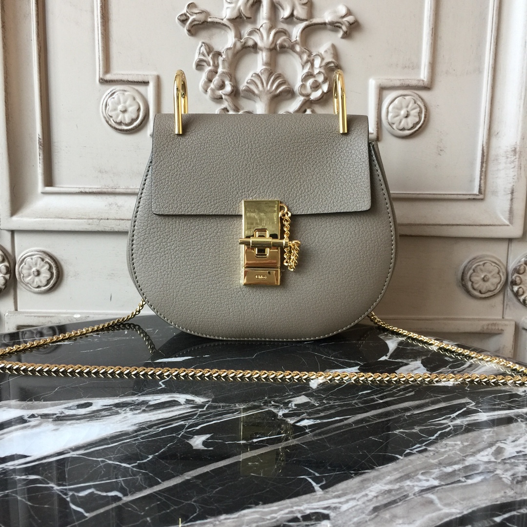 CHLOE MINI DREW Shoulder Bag Motty Grey 19 x 7 x 16 cm