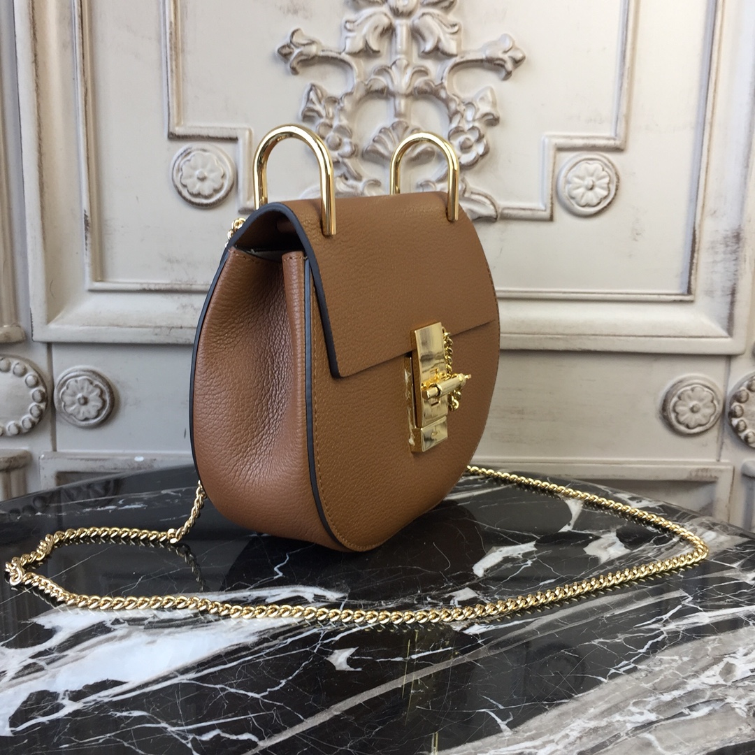 CHLOE MINI DREW Shoulder Bag Arizona Brown 19 x 7 x 16 cm