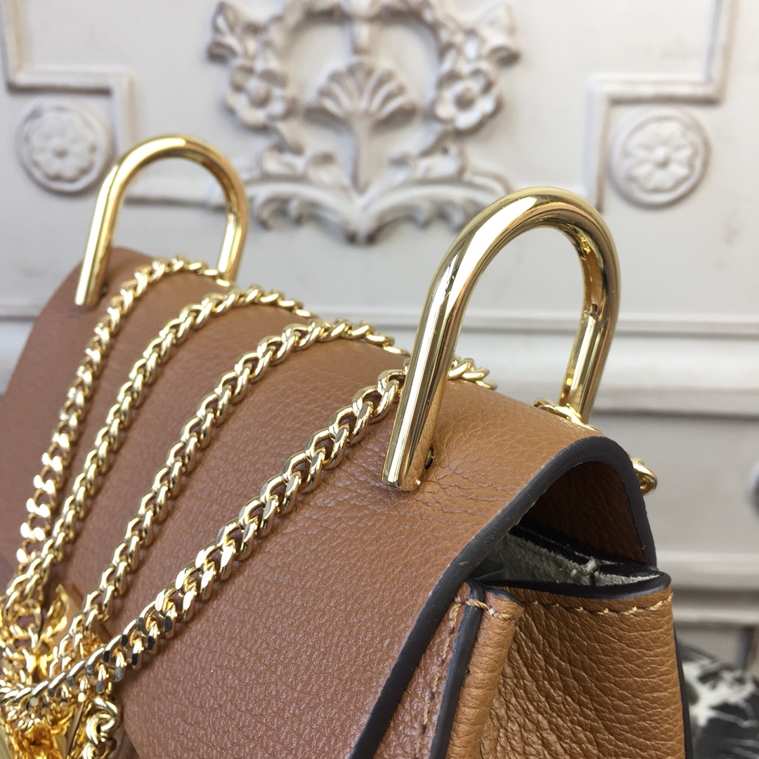 CHLOE MINI DREW Shoulder Bag Arizona Brown 19 x 7 x 16 cm