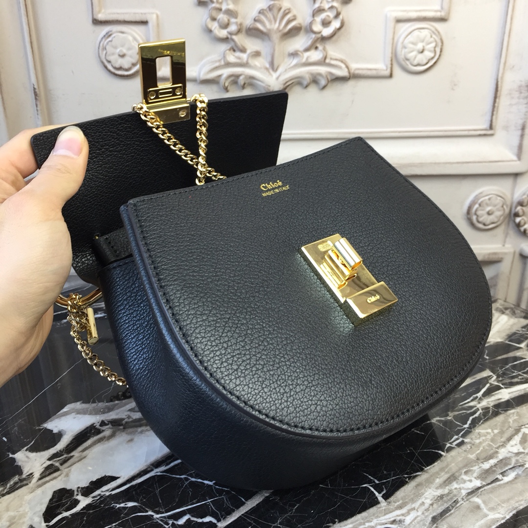 CHLOE MINI DREW Shoulder Bag Black 19 x 7 x 16 cm