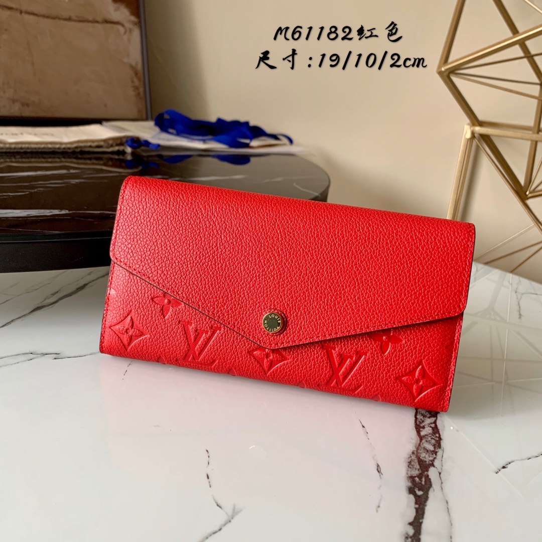l0vis Vvtt0n sarah wallet monogram empreinte leather scarlet m68708 19 x 10 x 2 cm