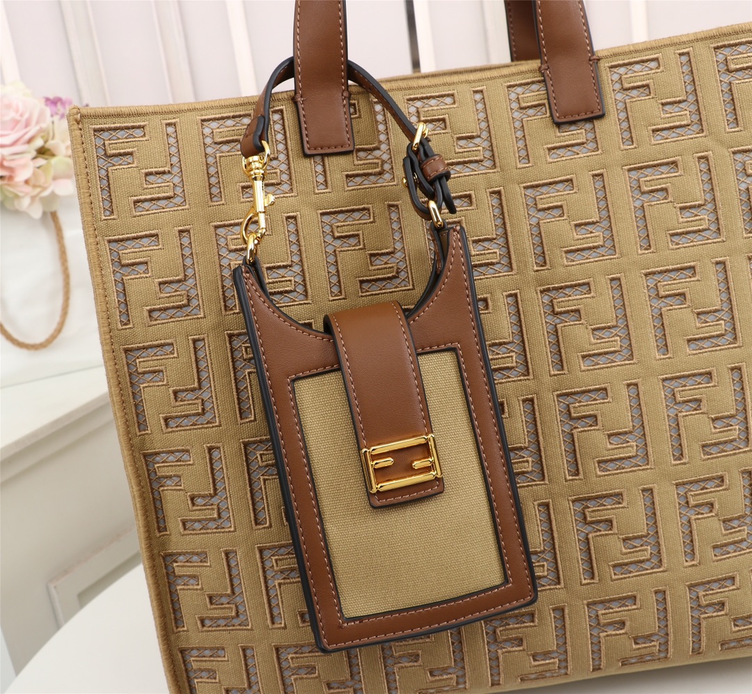 F**di spring summer 2021 tote bag monogram beige 38 x 34 x 20 cm