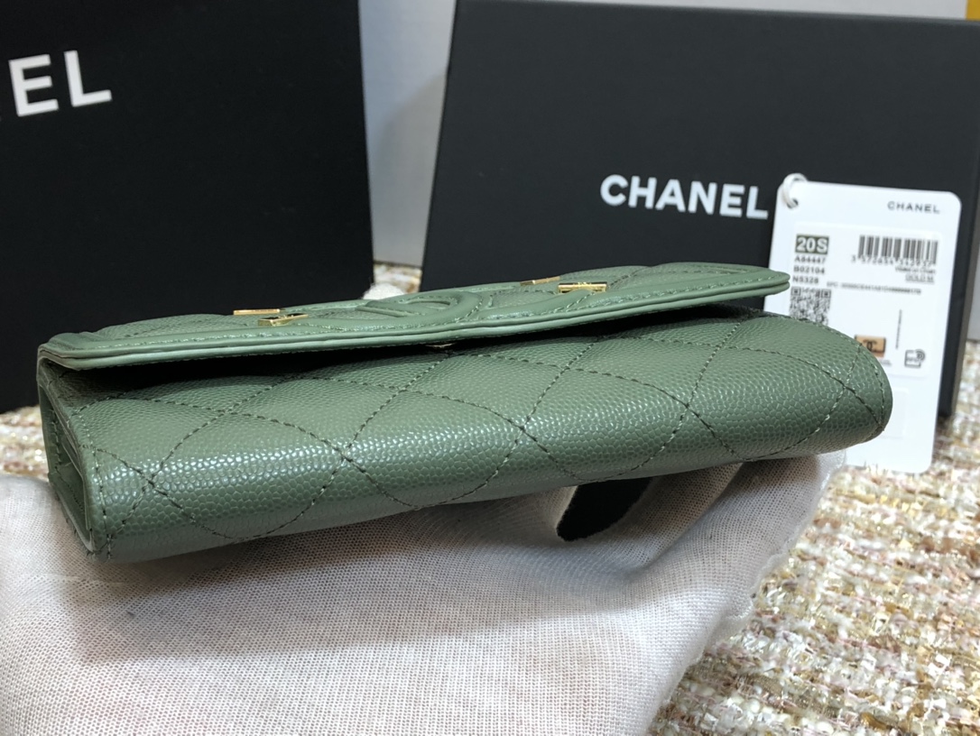 Ch**el wallet cc grain leather seafoam 84447 15 cm
