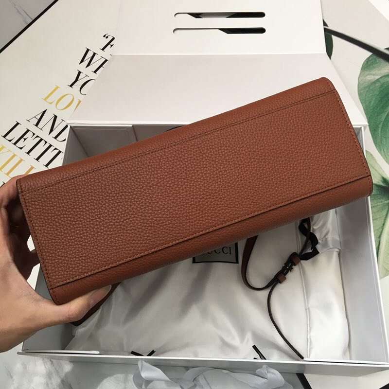 Gvc*1 gg marmont small top handle bag brown leather 421890 31 x 13 x 23 cm