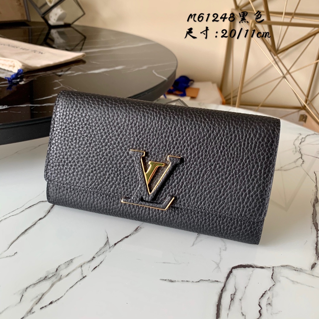 l0vis Vvtt0n capucines wallet taurillon leather black m61248 20 x 11 cm