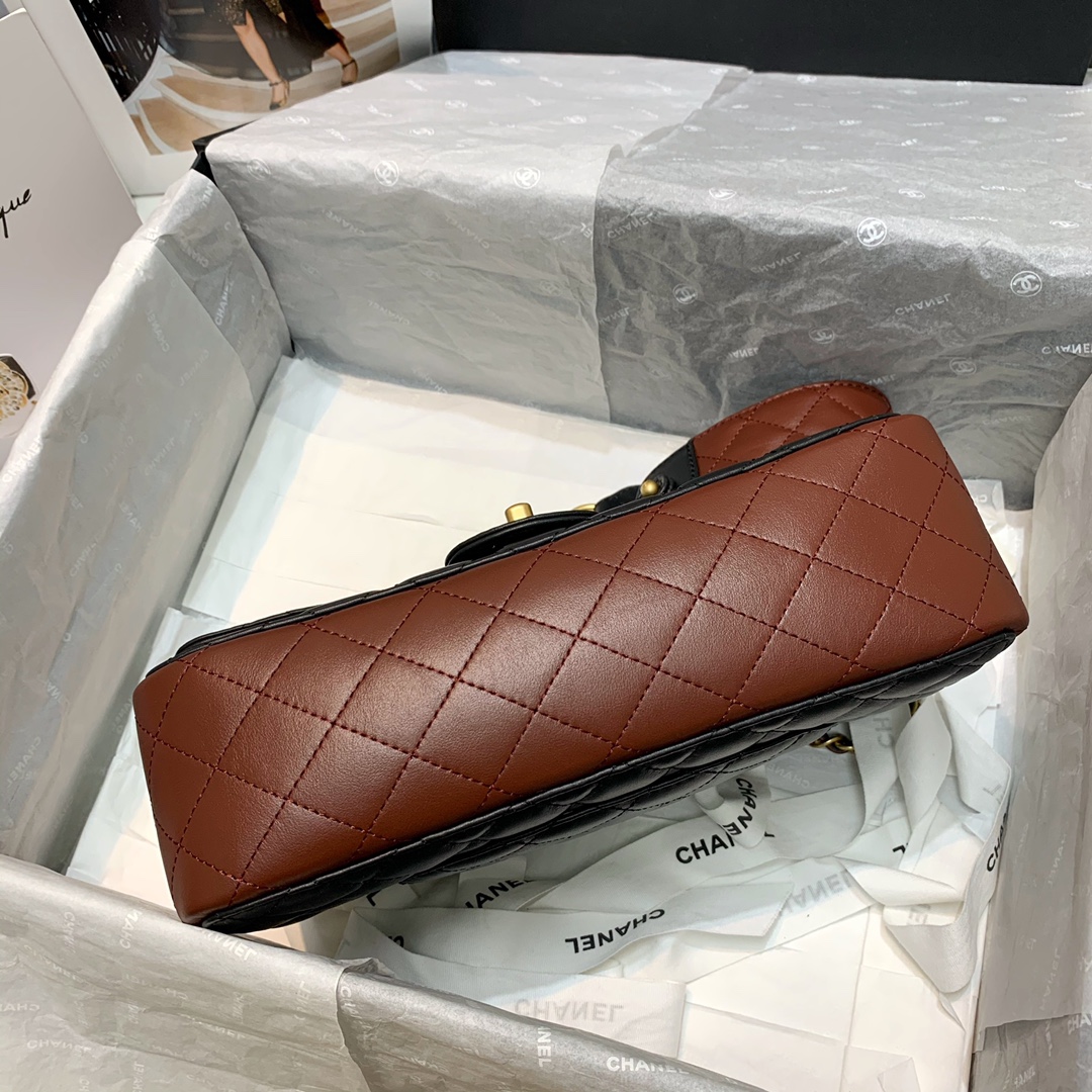 Ch**el small strap into strap bag black and burgundy as2229 25 x 8 x 15 cm