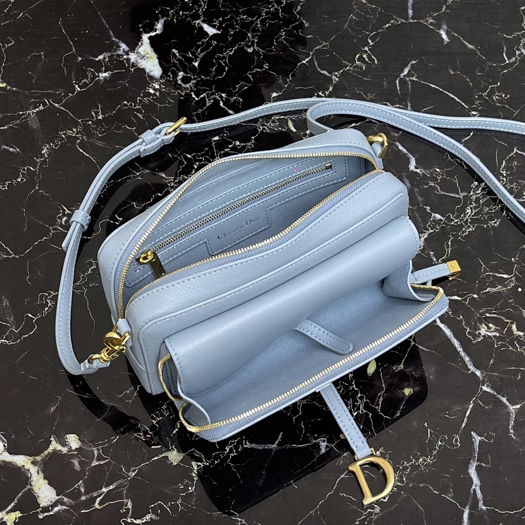 D10r saddle double pouch goatskin blue s5668cceh 19 x 10.5 x 5 cm