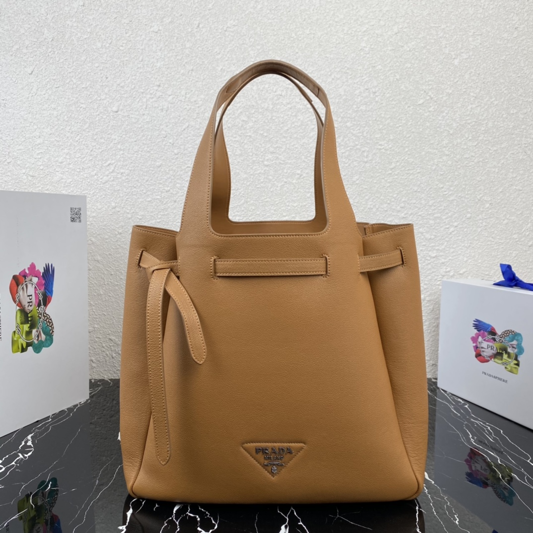 Pra*a leather tote cognac 1bg339 35 x 34 x 16 cm