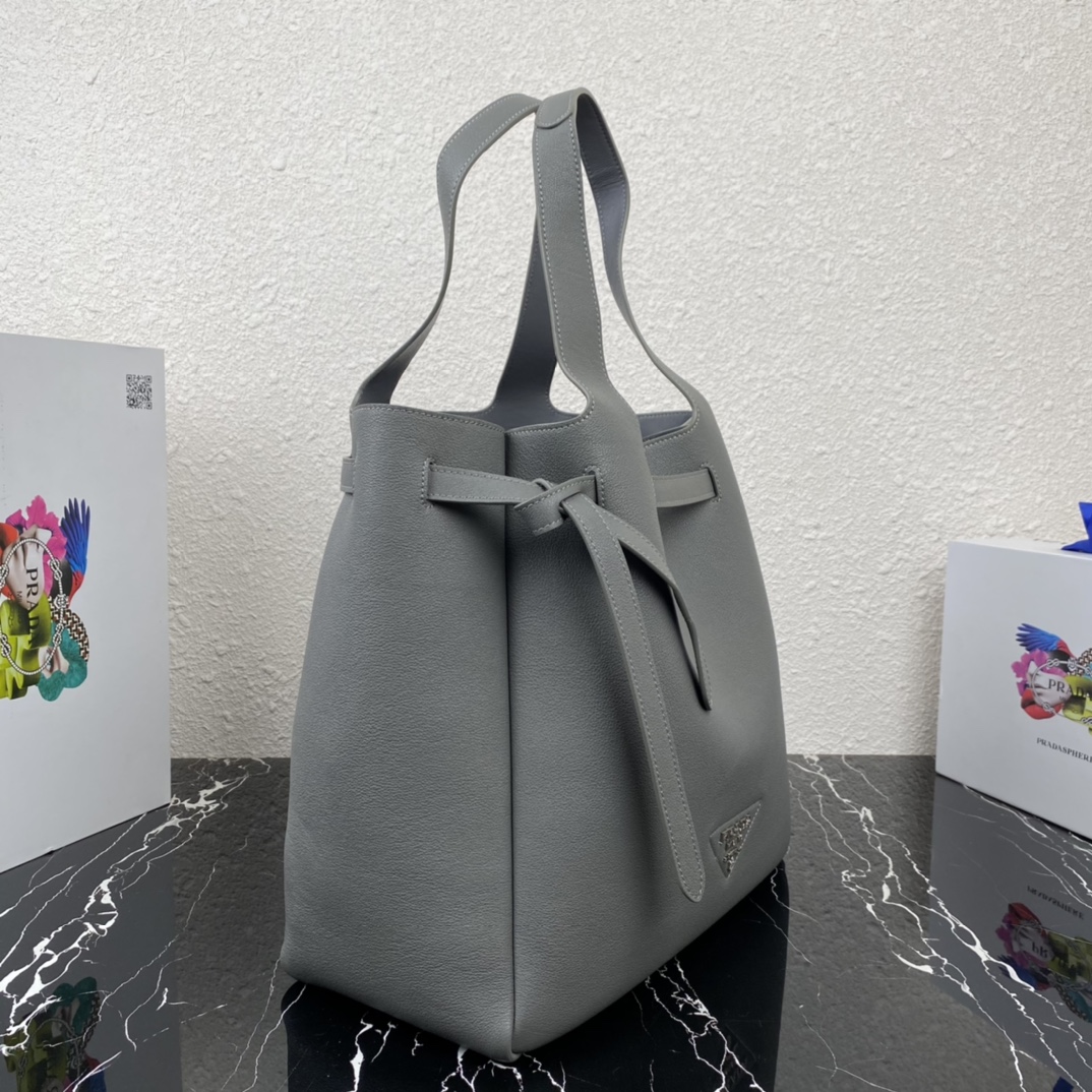 Pra*a leather tote clay grey 1bg339 35 x 34 x 16 cm