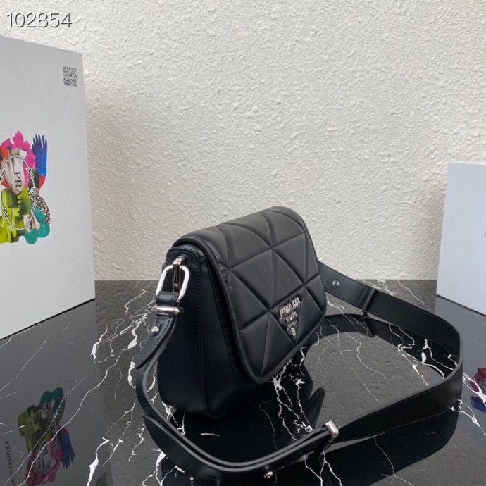 Pra*a spectrum nappa lining leather bag black 1bd283 23 x 18 x 5 cm