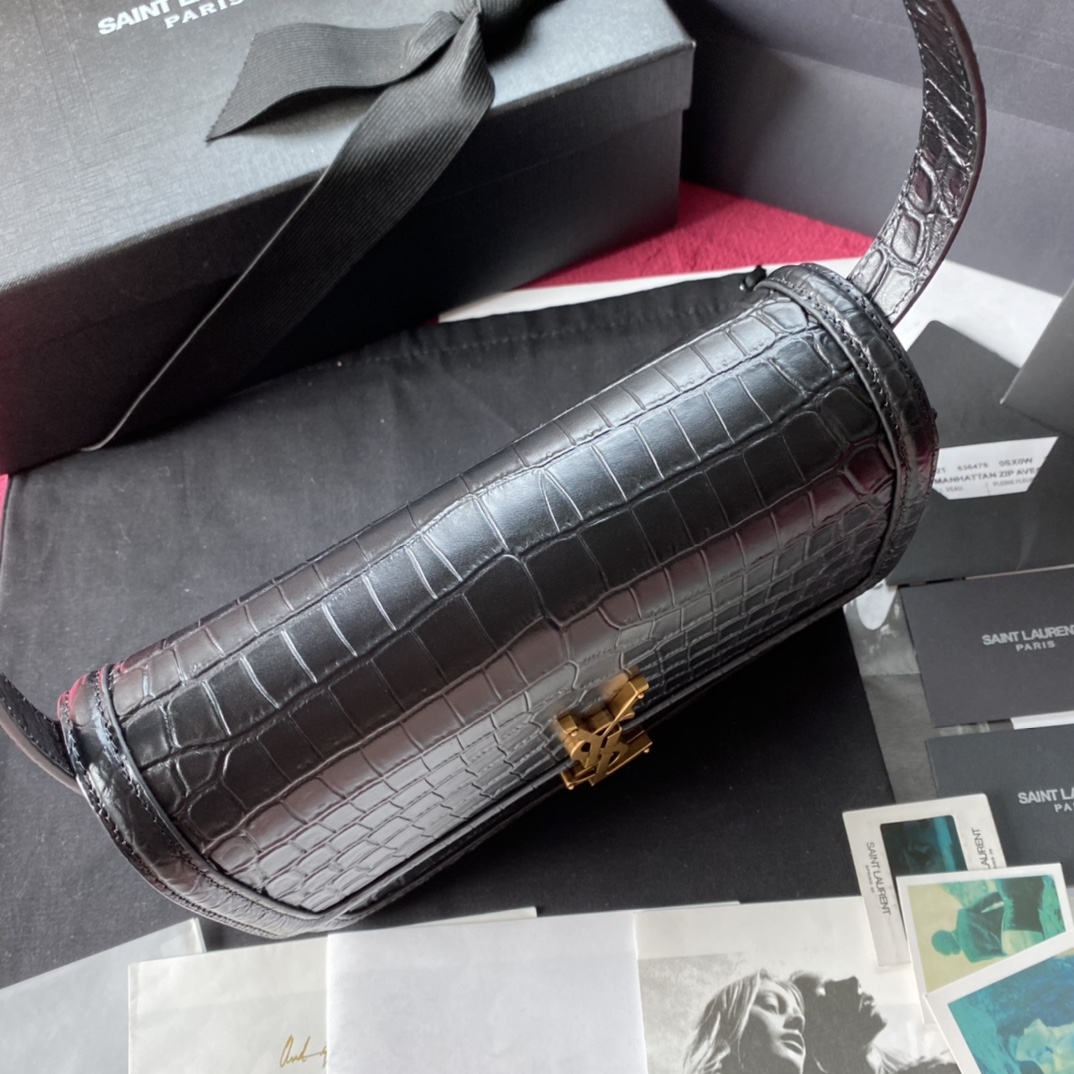 Y51 medium solferino satchel in box crocodile leather black 634305 23 x 16 x 6 cm