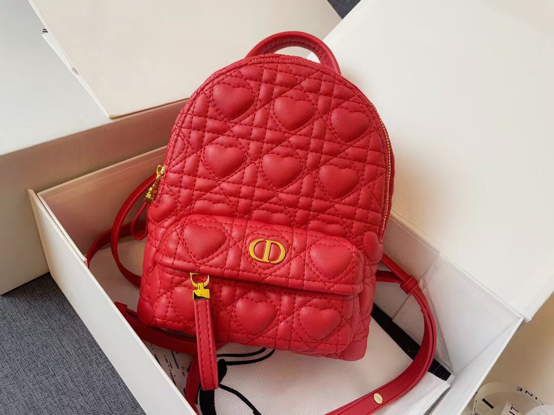 D10r mini D10ramour D10r backpack cannage lambskin with heart motif red m9222 16 x 21 x 8.5 cm