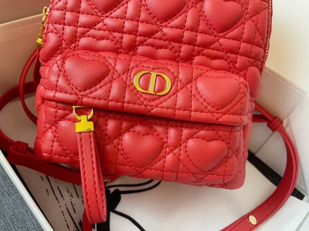 D10r mini D10ramour D10r backpack cannage lambskin with heart motif red m9222 16 x 21 x 8.5 cm
