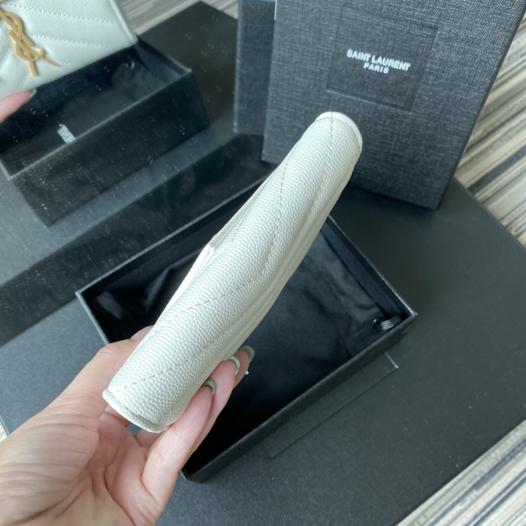 Y51 small monogram envelope wallet in grain de poudre embossed leather white 414404 13.5 x 9.5 x 3 cm