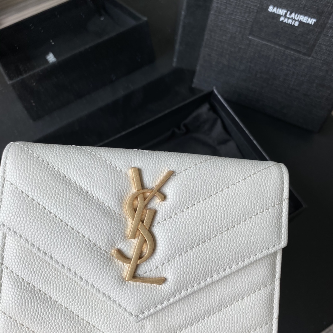 Y51 small monogram envelope wallet in grain de poudre embossed leather white 414404 13.5 x 9.5 x 3 cm