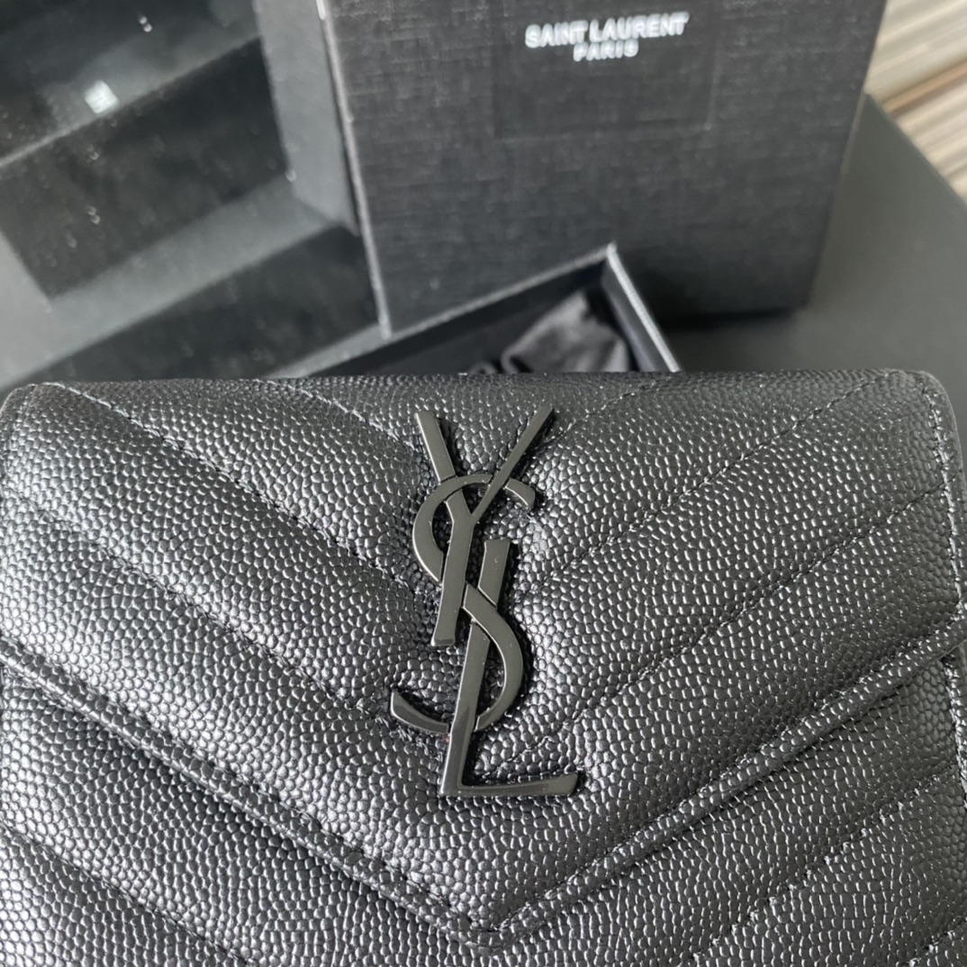 Y51 small monogram envelope wallet in grain de poudre embossed leather black metal 414404 13.5 x 9.5 x 3 cm
