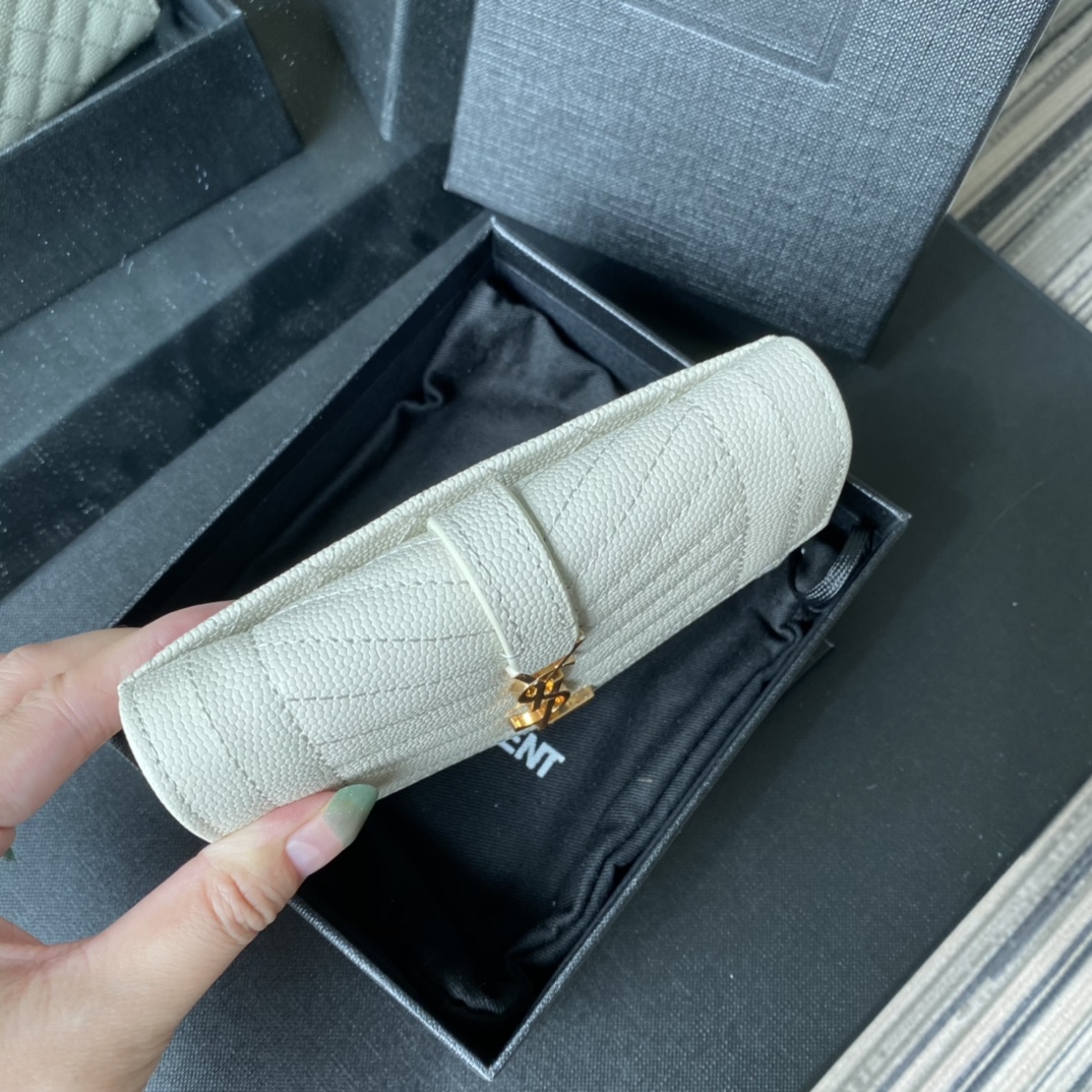 Y51 small monogram envelope wallet in mix matelassÉ grain de poudre embossed leather white 651026 13.5 x 9.5 x 3 cm