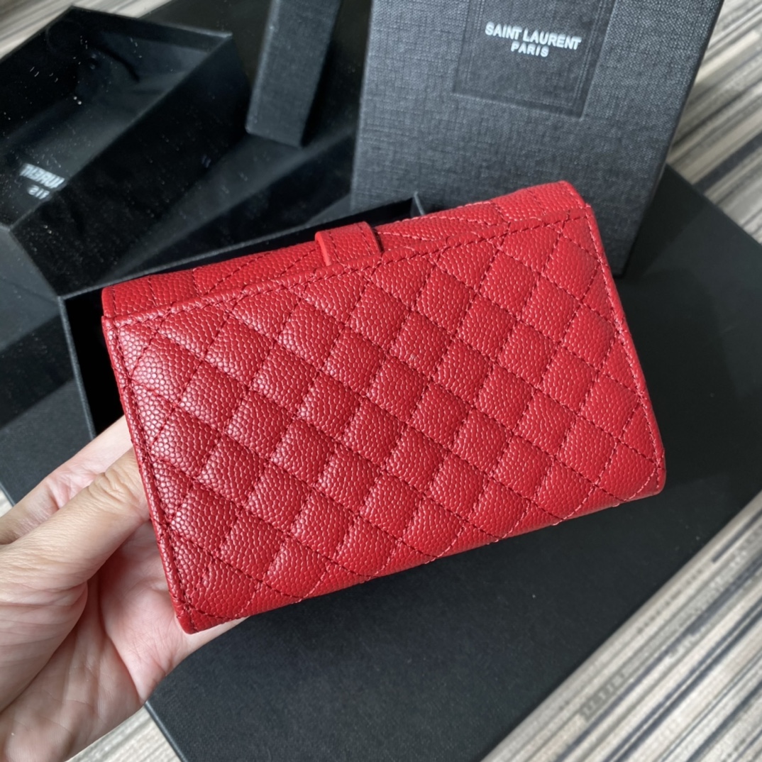 Y51 small monogram envelope wallet in mix matelassÉ grain de poudre embossed leather red 651026 13.5 x 9.5 x 3 cm