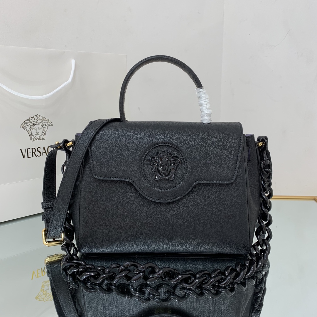 VERSACE MEDIUM LA MEDUSA HANDBAG Black DBFI039 25 x 15 x 22 cm