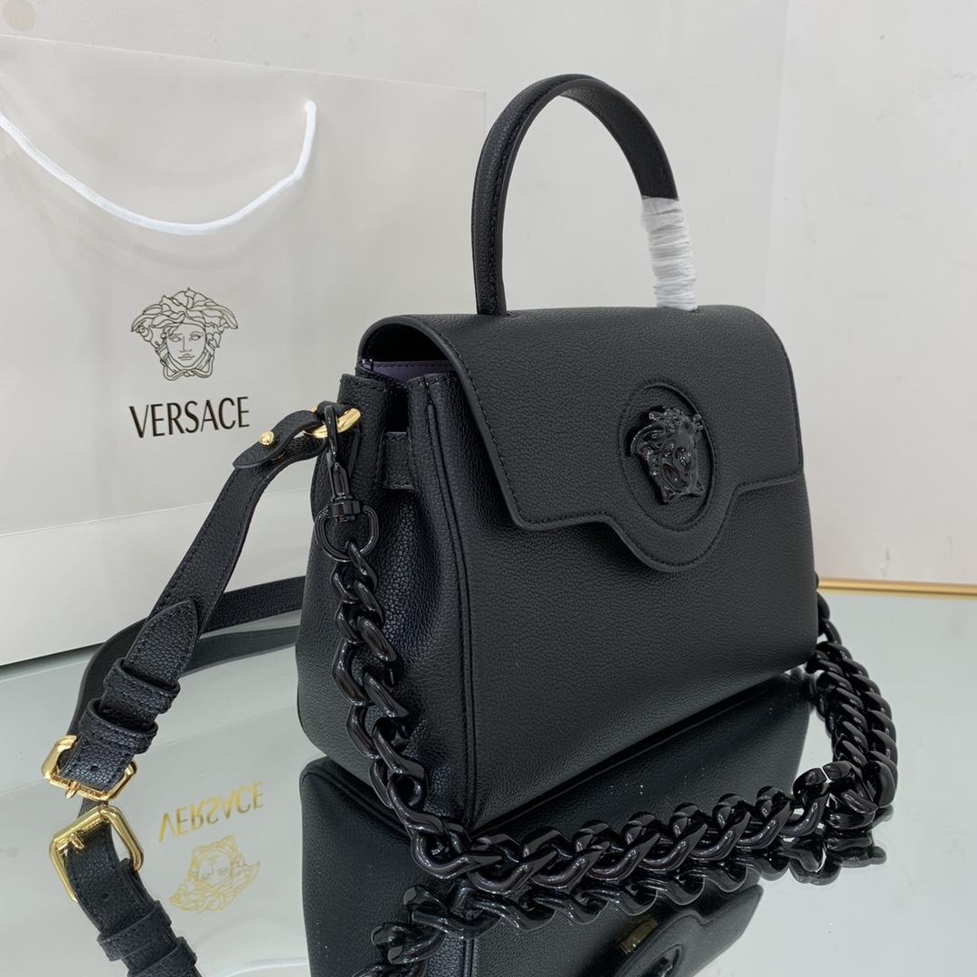 VERSACE MEDIUM LA MEDUSA HANDBAG Black DBFI039 25 x 15 x 22 cm