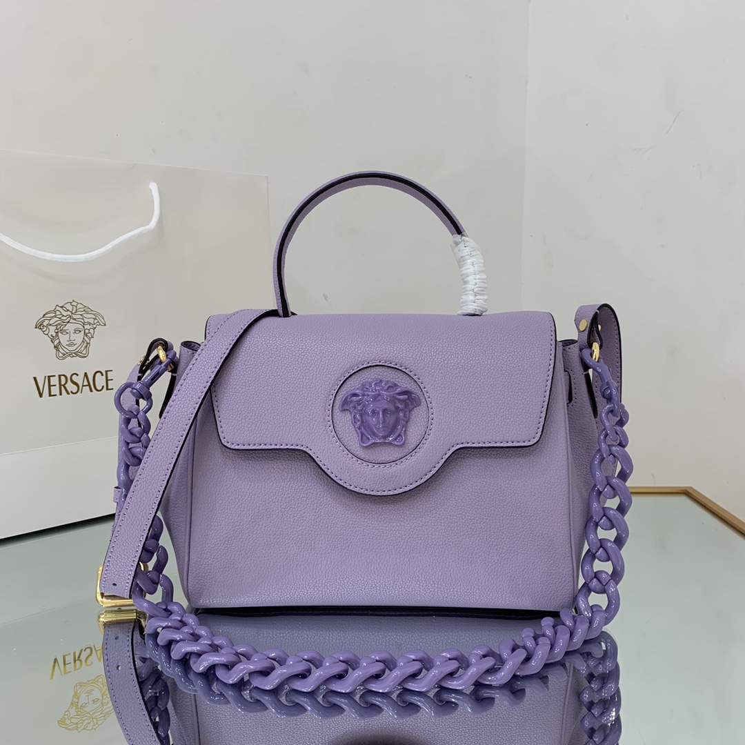 VERSACE MEDIUM LA MEDUSA HANDBAG Lilac DBFI039 25 x 15 x 22 cm