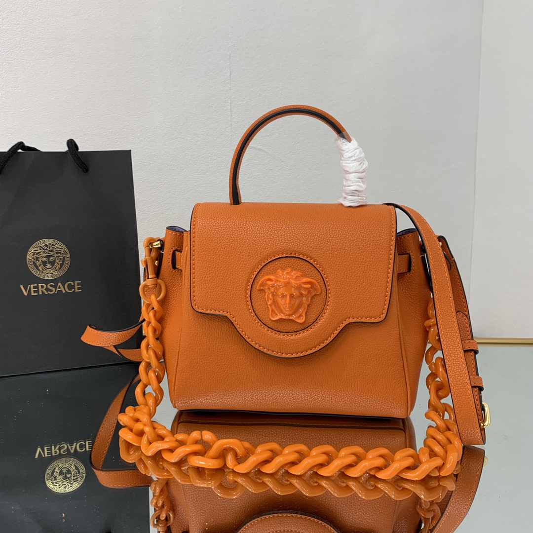 VERSACE SMALL LA MEDUSA HANDBAG Orange DBFI040 20 x 10 x 17 cm