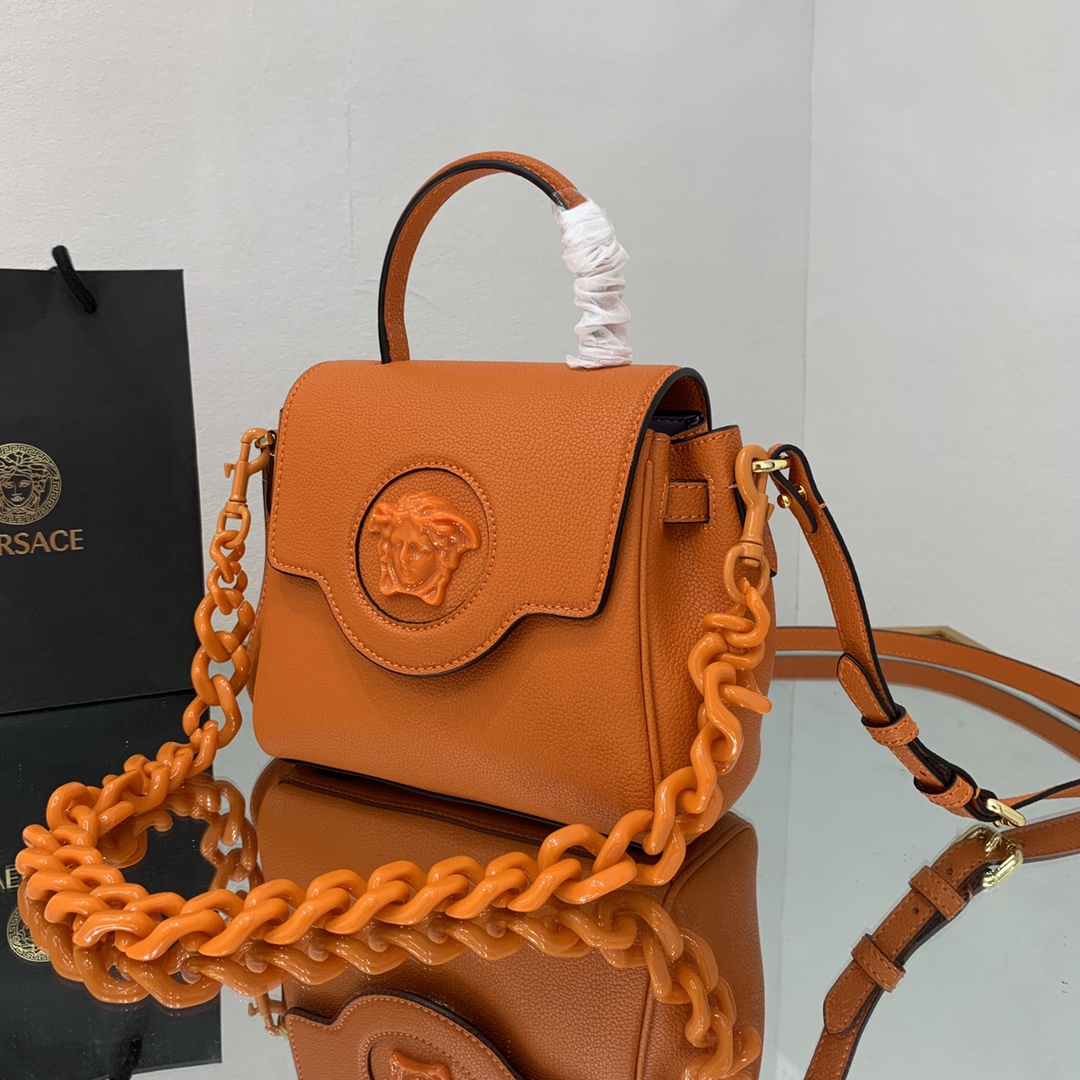VERSACE SMALL LA MEDUSA HANDBAG Orange DBFI040 20 x 10 x 17 cm