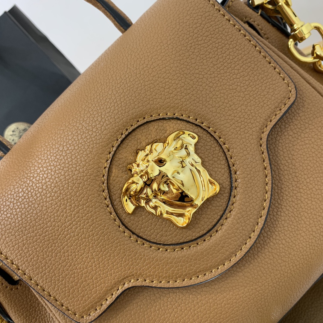 VERSACE SMALL LA MEDUSA HANDBAG Caramel DBFI040 20 x 10 x 17 cm