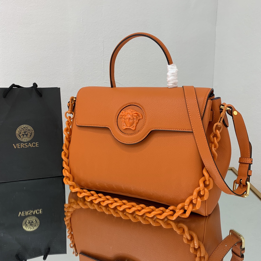 VERSACE LARGE LA MEDUSA HANDBAG Orange DBFI038 35 x 14 x 25 cm