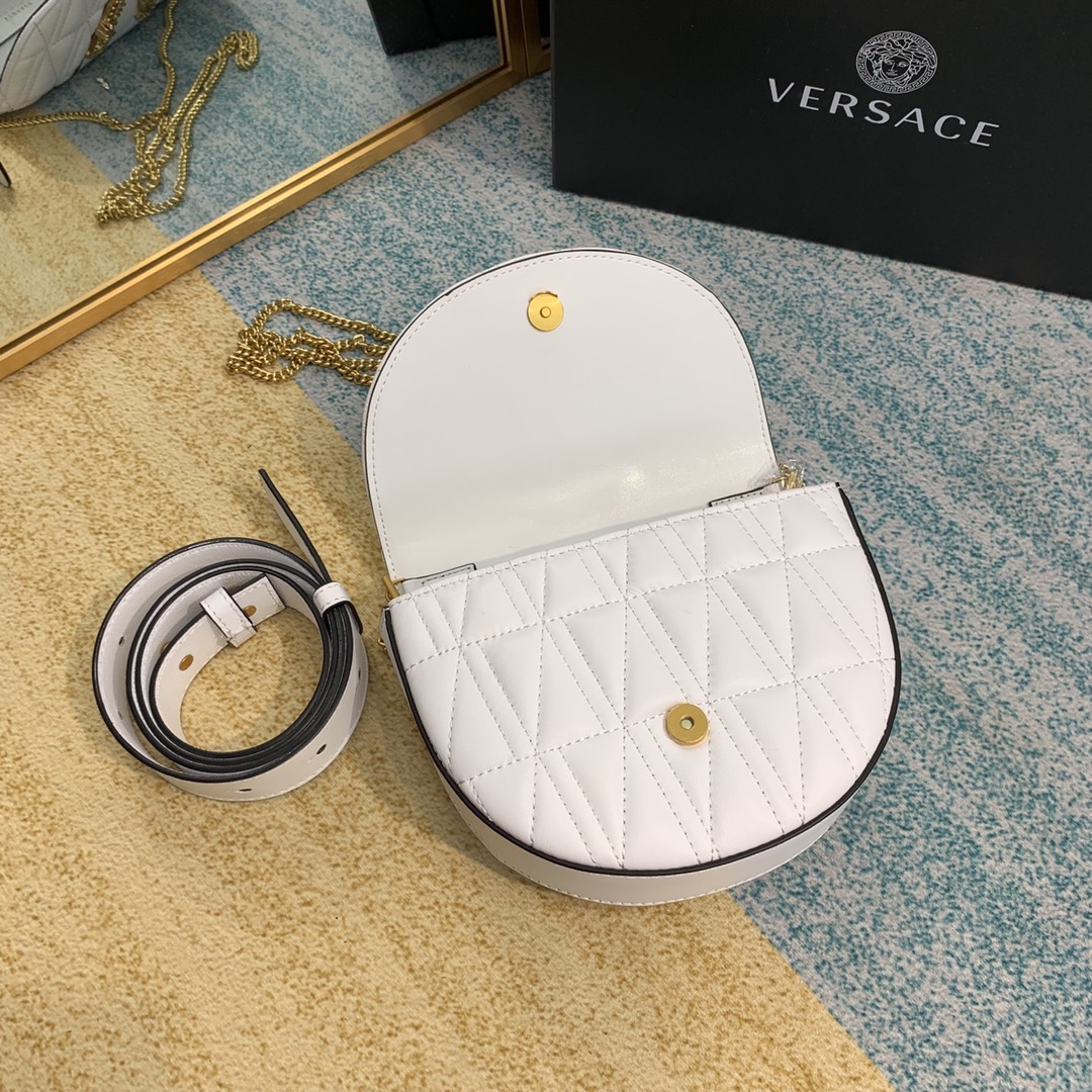 VERSACE VIRTUS QUILTED BELT BAG White DV3G984 18 x 4 x 14 cm