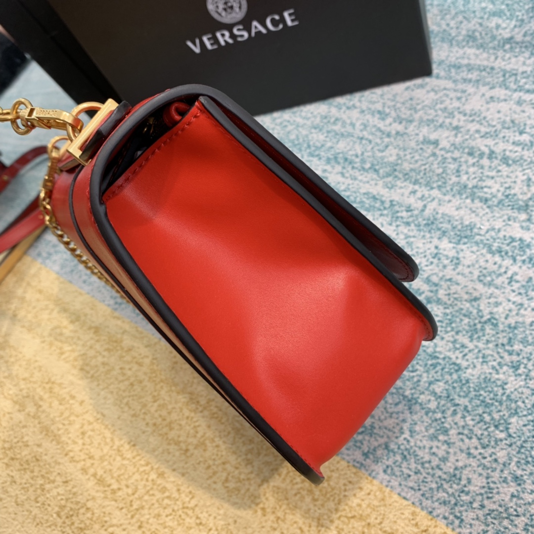 VERSACE VIRTUS Shoulder Bag Red DBFG985 24 x 9 x 16.5 cm