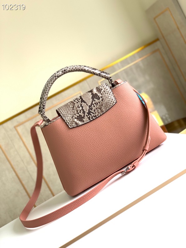l0vis Vvtt0n capucines mm bag python leather trim and taurillon leather magnolia n92801 31.5 × 20 × 11 cm