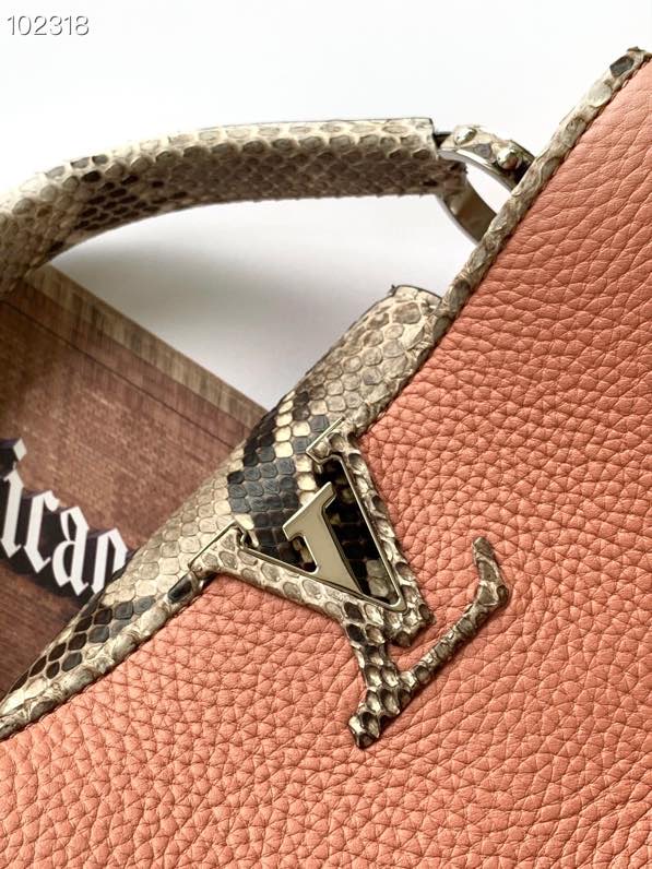l0vis Vvtt0n capucines bb python leather trim and taurillon leather magnolia n92042 27 × 18 × 9 cm