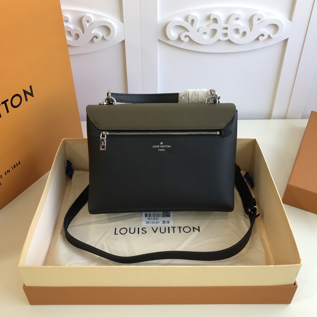 l0vis Vvtt0n mylockme satchel grained calfskin leather dark green and white m53197 28 x 20 x 11 cm