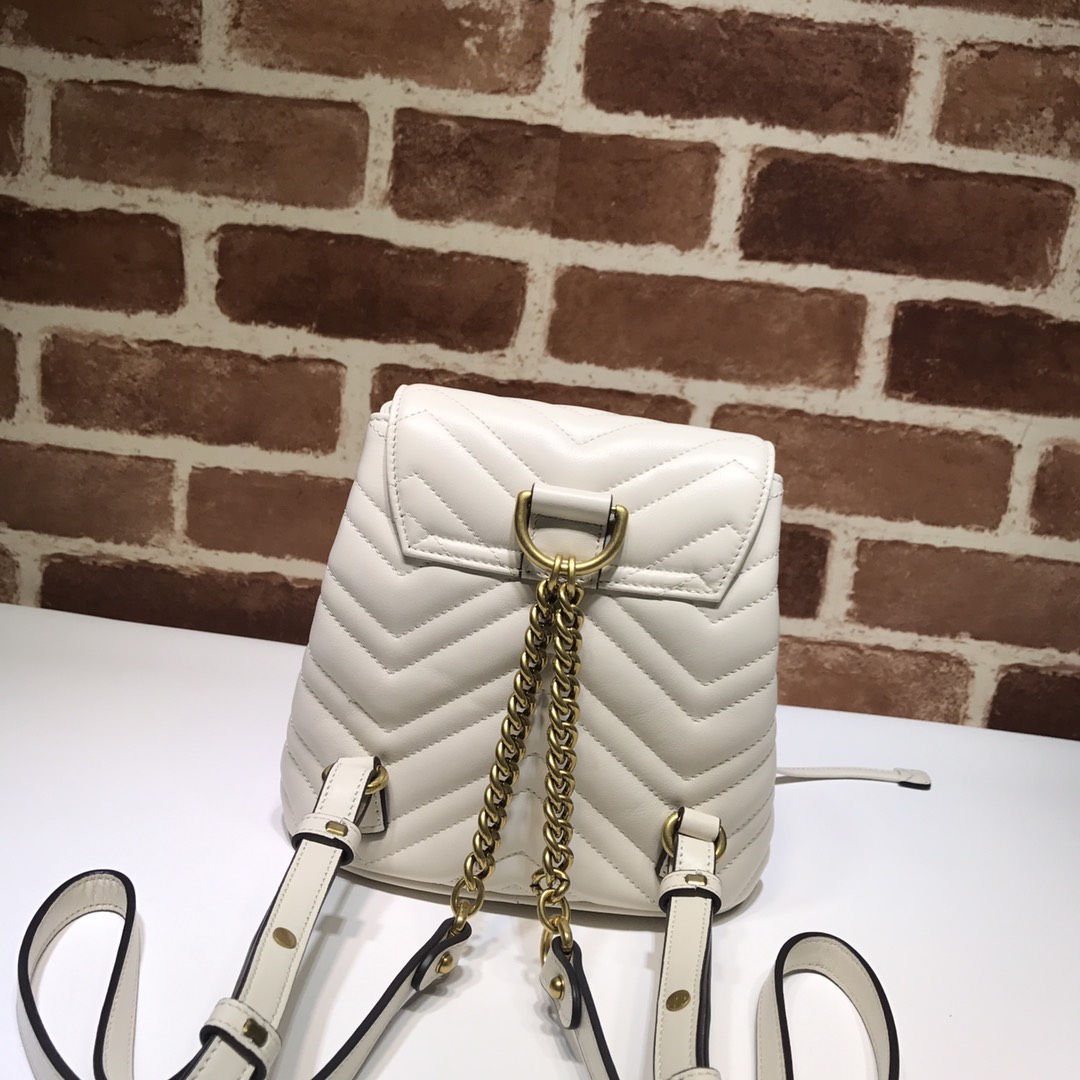 Gvc*1 gg marmont matelassé backpack white 528129 19 x 18.5 x 10 cm