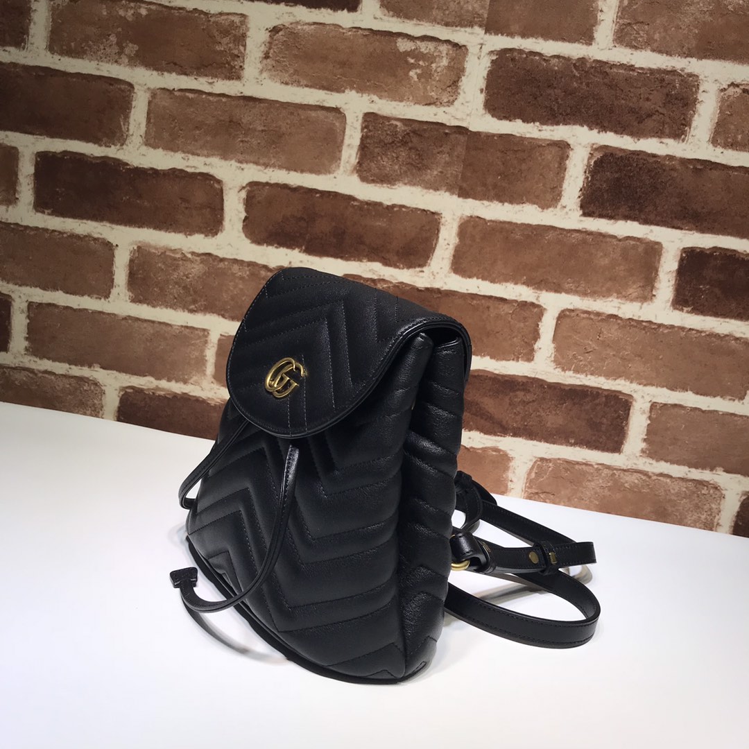 Gvc*1 gg marmont matelassé backpack black 528129 19 x 18.5 x 10 cm