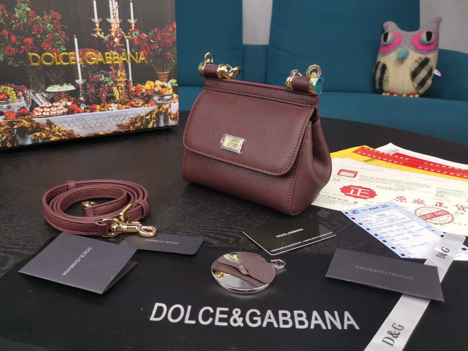 DOLCE&GABBANA MINI Dauphine Leather Sicily Bag Purple BB4825A1001 16 x 10 x 5 cm